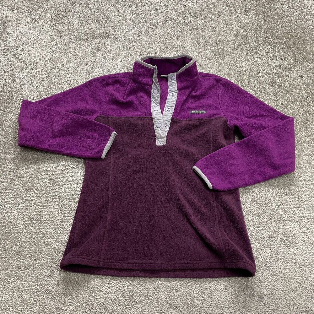 Columbia Benton Springs Fleece Jacket Women Small Purple 1/4 Snap Button Outdoor